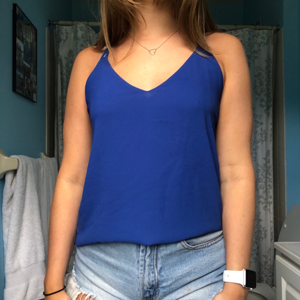 Lulus Cobalt Blue Chiffon Top
